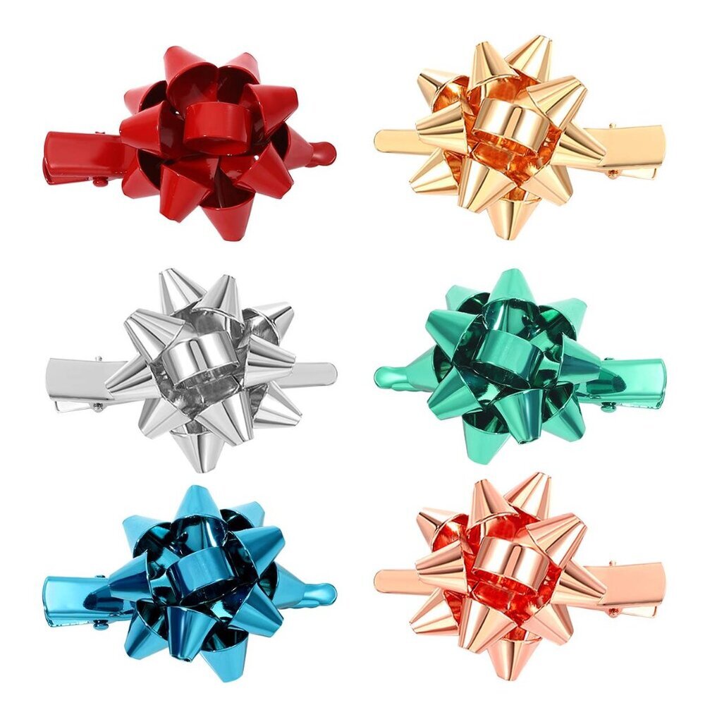 6PCS Christmas Hair Clips for Women Christmas Accessories Xmas Bow Hair Clip Fes